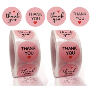 Pink small (2.5cm) thank you sticker (pack of 100pcs)