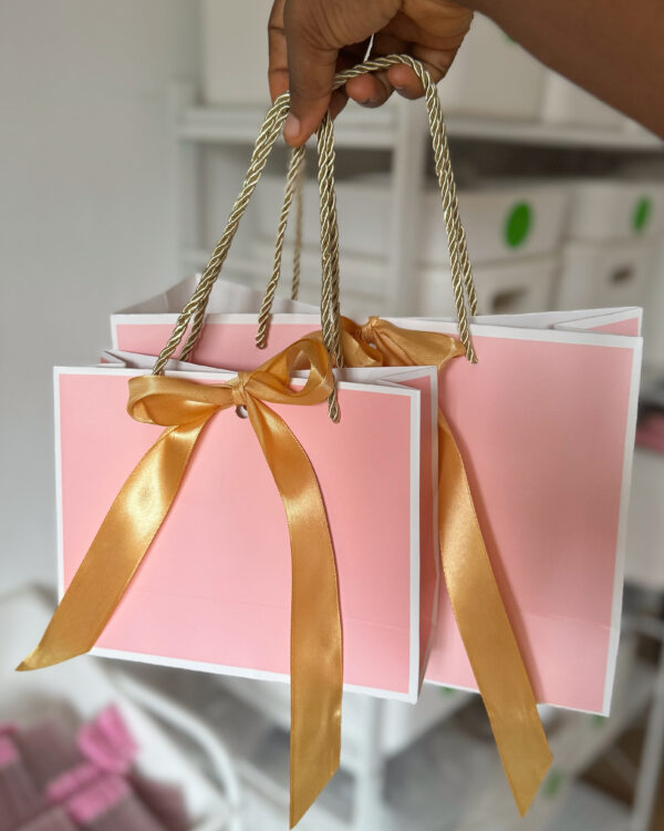 Pink and white plain paper bag