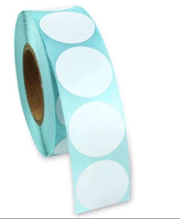 Round white sticky paper 50x50mm (600 stickers)