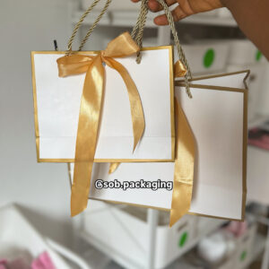 Gold and white plain paper bag