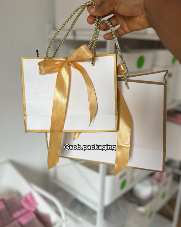 Gold and white plain paper bag