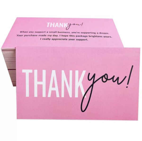 Pink thank you card (pack of 50pcs)