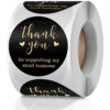 Black thank you sticker big size 3.8cm (pack of 100stickers)