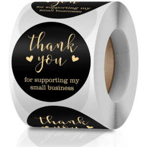 Black thank you sticker big size 3.8cm (pack of 100stickers)