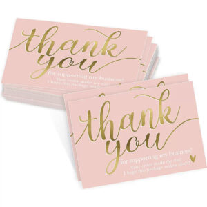 Pink & gold thank you card (pack of 50pcs)
