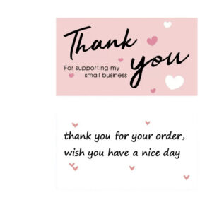 Pink heart thank you card (pack of 50pcs)