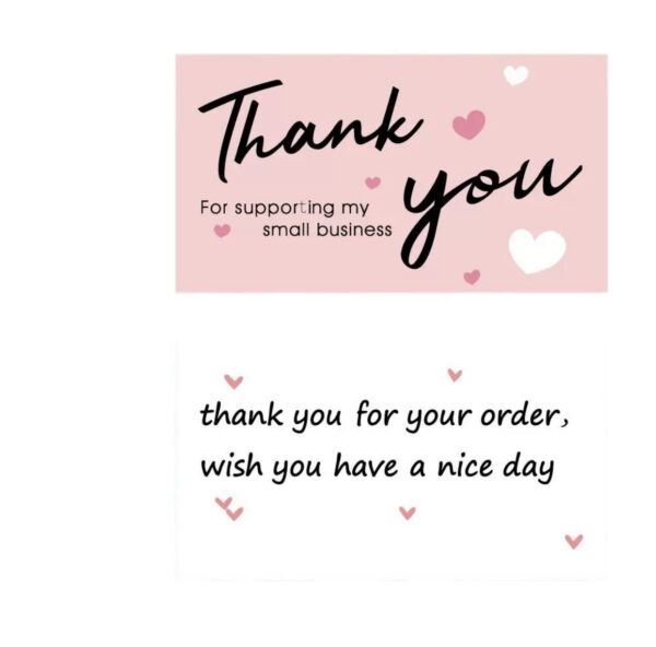 Pink heart thank you card (pack of 50pcs)