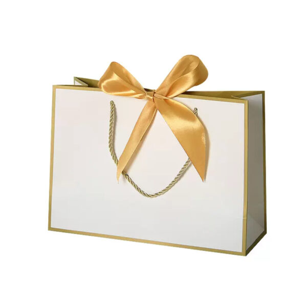 Gold and white plain paper bag