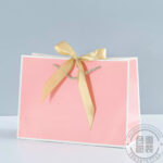 Pink plain paper bag with ribbon