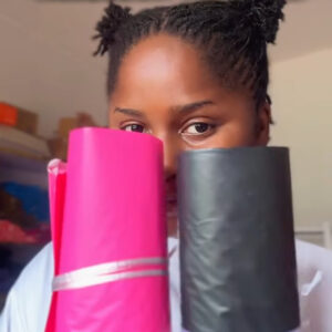 Old quality black & deep pink mailer (quality is average and texture is matte not glossy)