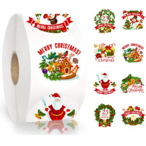 Small 1inch Xmas round sticker (100pcs)