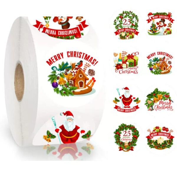 Small 1inch Xmas round sticker (100pcs)