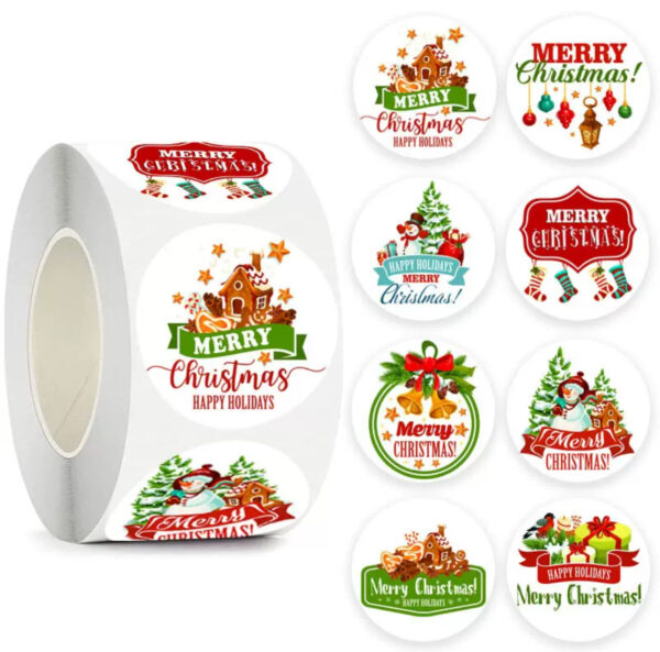 Big 1.5inch Xmas round sticker 100pcs