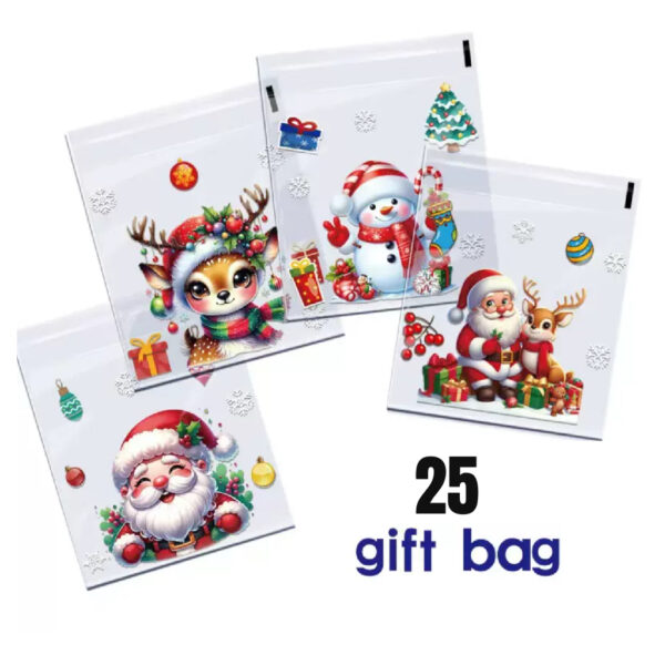 Xmas themed transparent nylon (25pcs small 10x13cm)