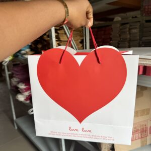 Valentine white & red heart paper bag