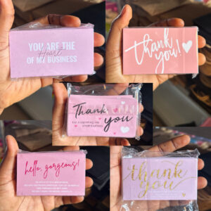 Pink thank you card .  pack of 100pcs (please specify your preferred design in the order note)