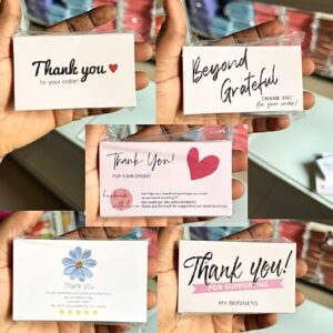 White thank you card .  pack of 100pcs (please specify your preferred design in the order note)